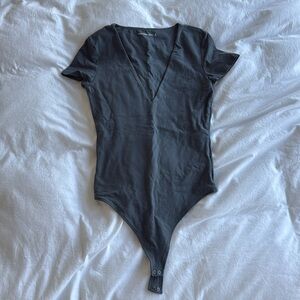 Blue/gray deep V bodysuit